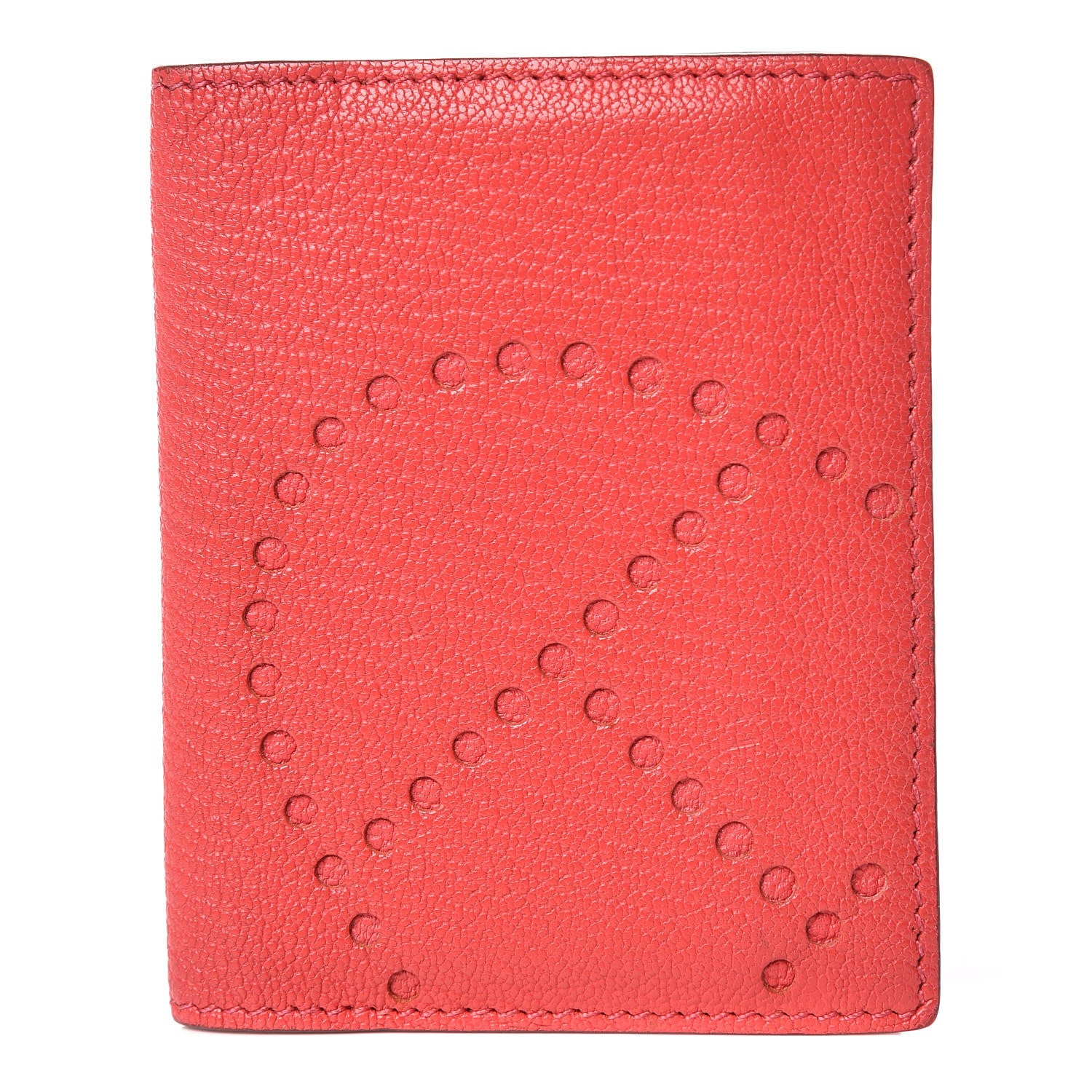 Hermes Chevre Mysore Evelyne Card Wallet Rouge Casaque 1 of 7