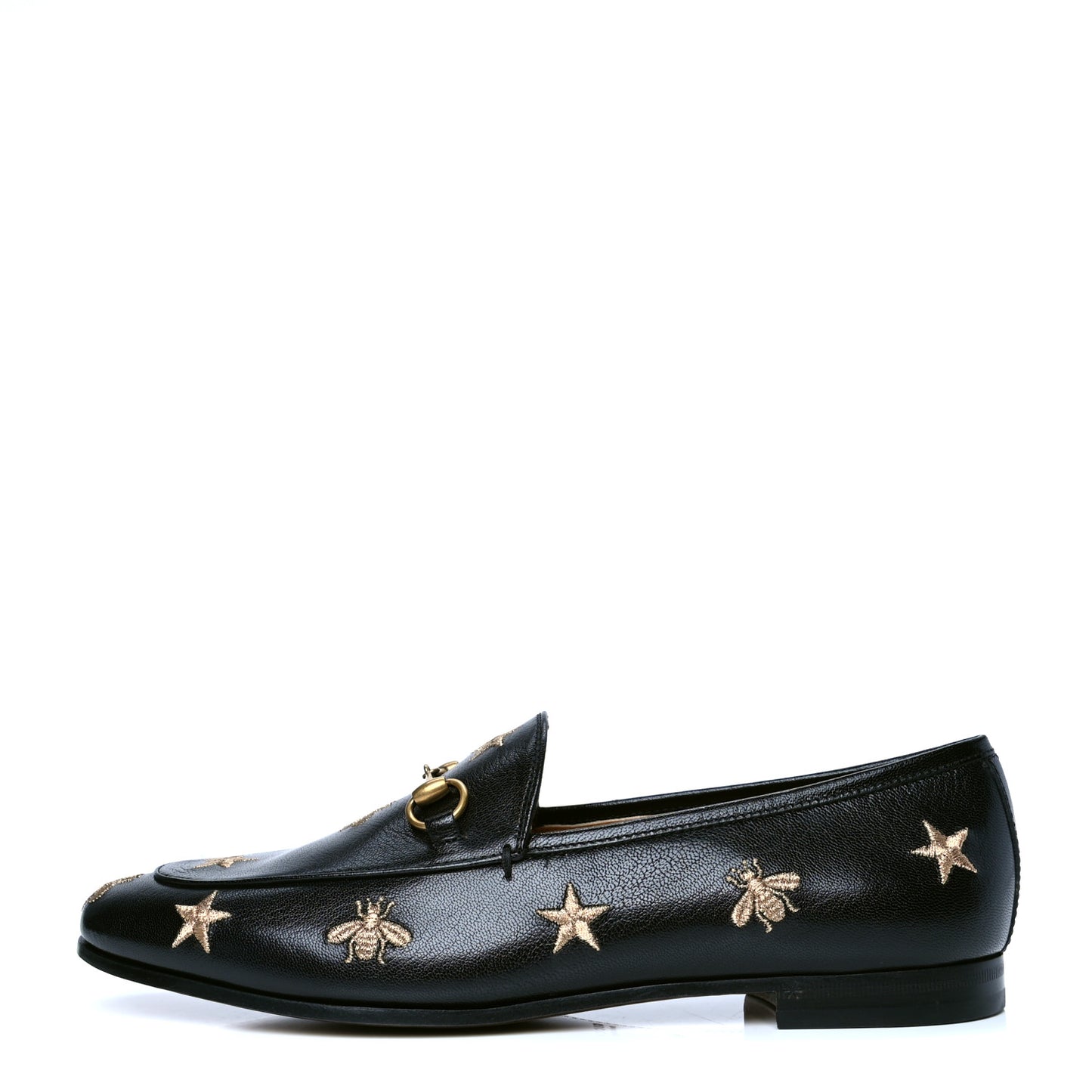 Goatskin Bee Star Embroidered Womens Jordaan Loafers 40 Black
