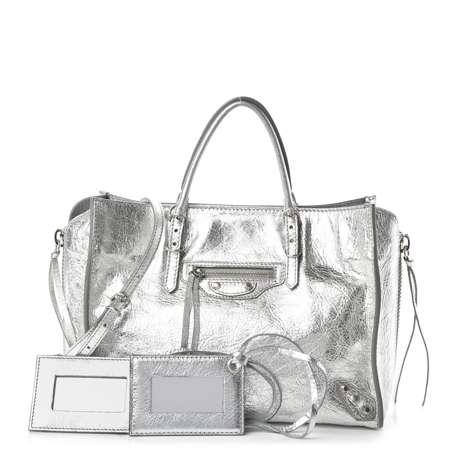 Balenciaga Metallic Calfskin Papier A6 Zip Around Tote Silver 1 of 12