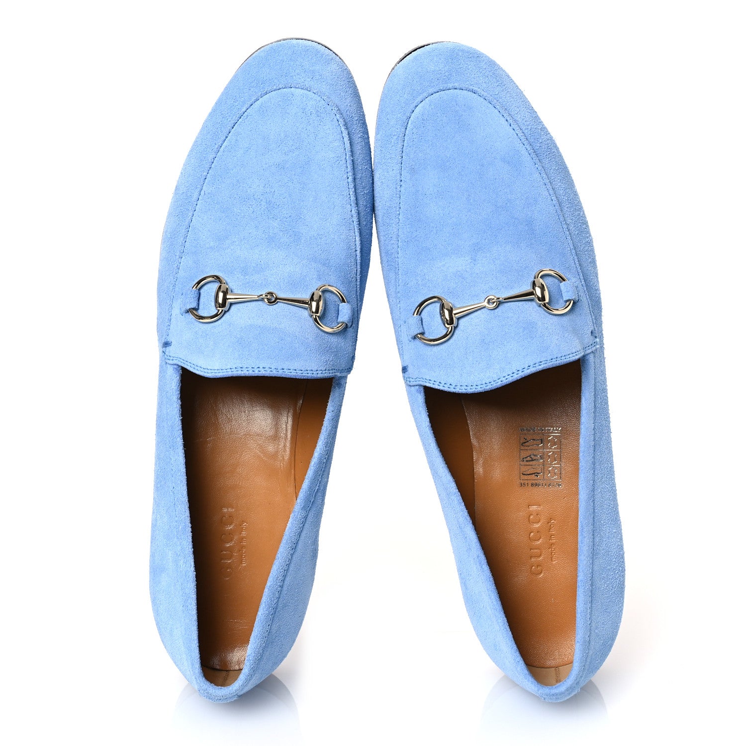 Gucci Suede Horsebit Womens Jordaan Loafers  38.5 Glacial Blue 2 of 16