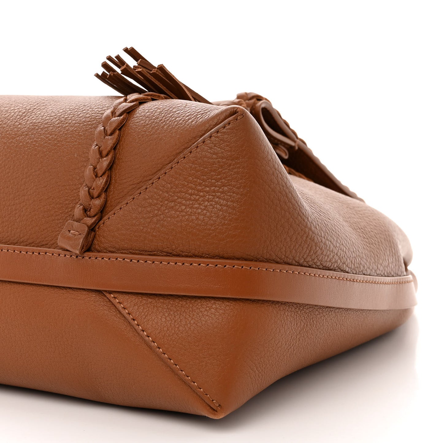 Grained Calfskin Medium Penelope Shoulder Bag Caramel