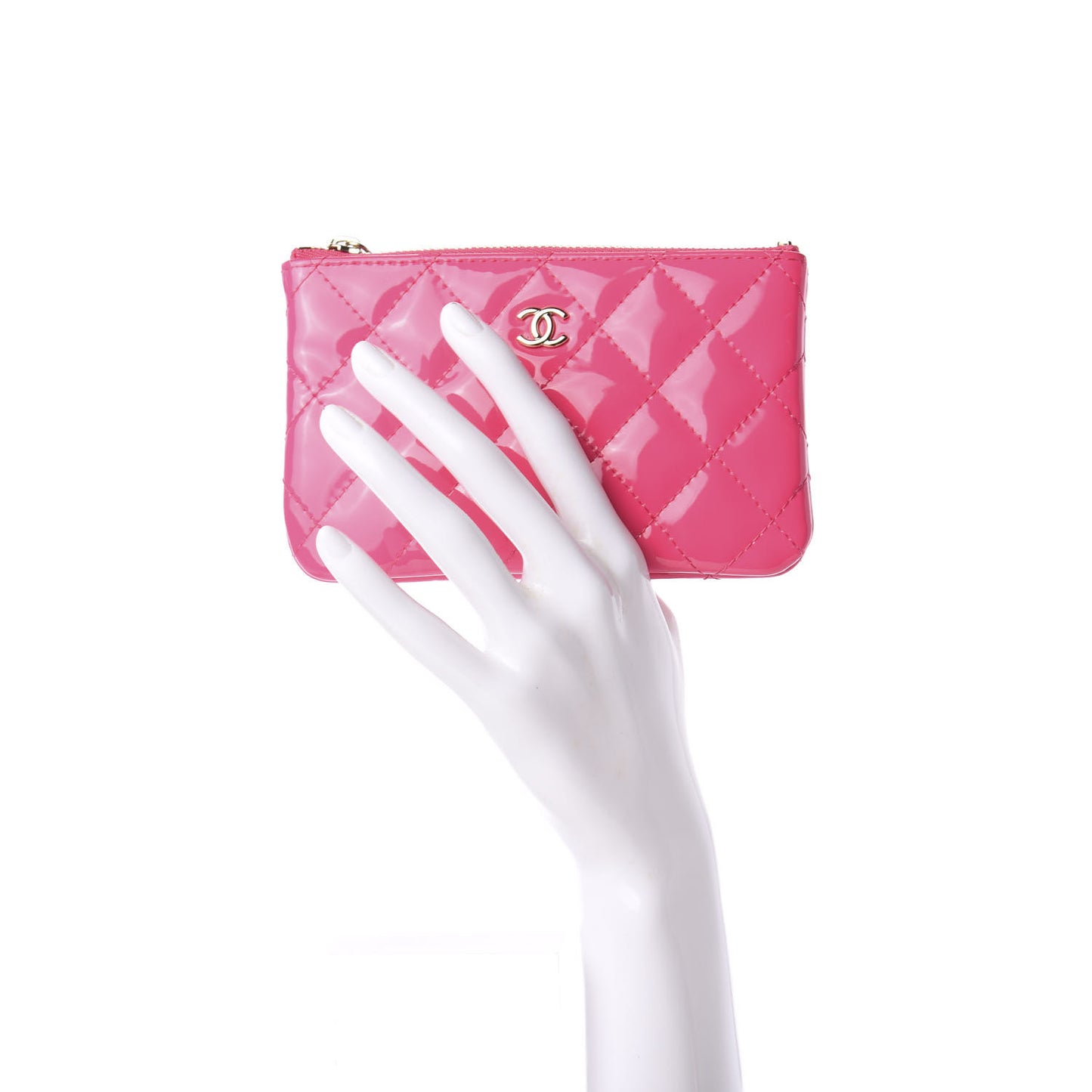 Patent Quilted Small Cosmetic Case Pink