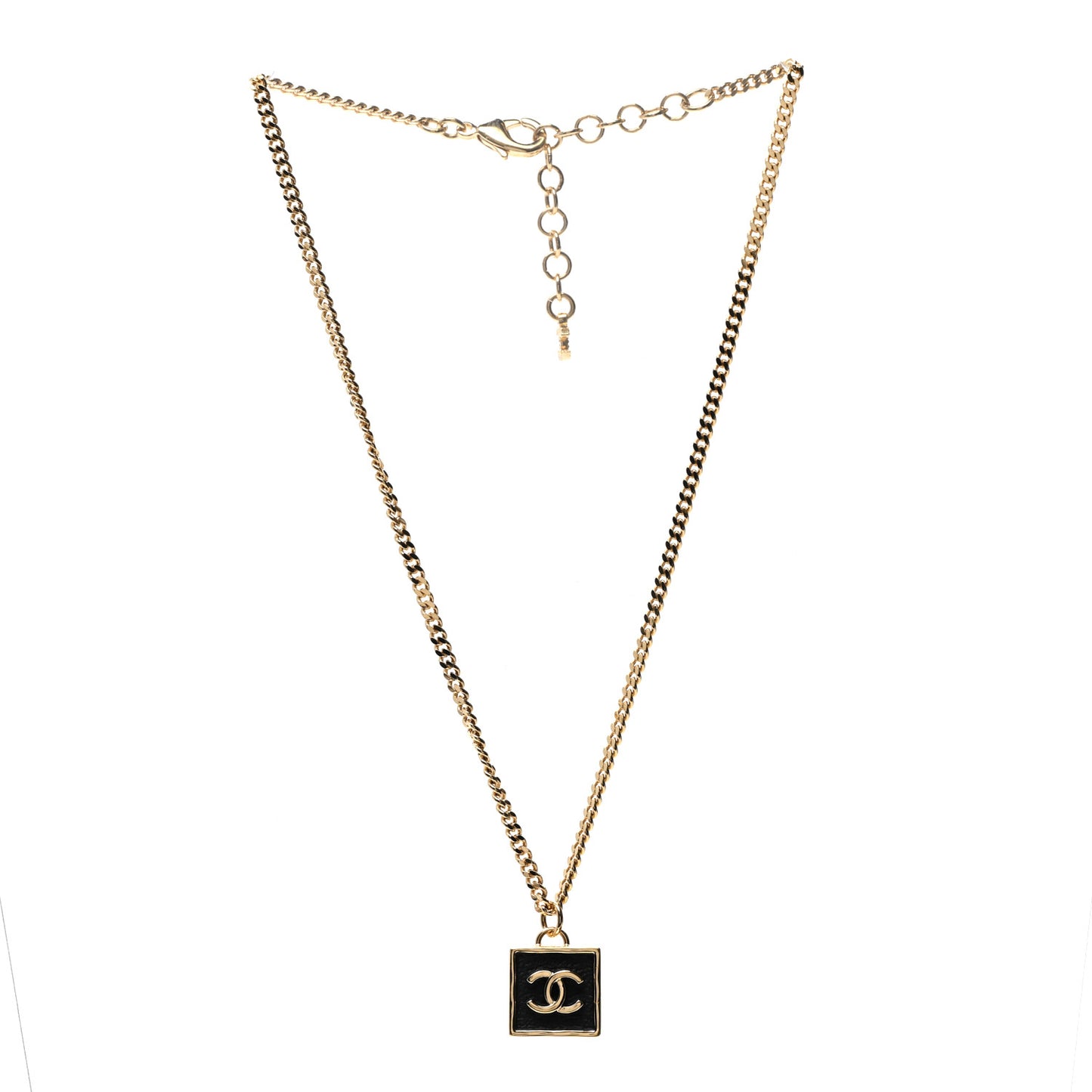 Metal CC Square Necklace Gold Black
