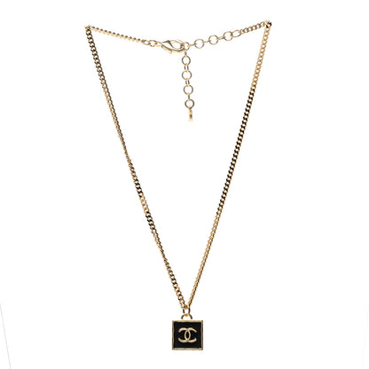 Chanel Metal CC Square Necklace Gold Black 3 of 5