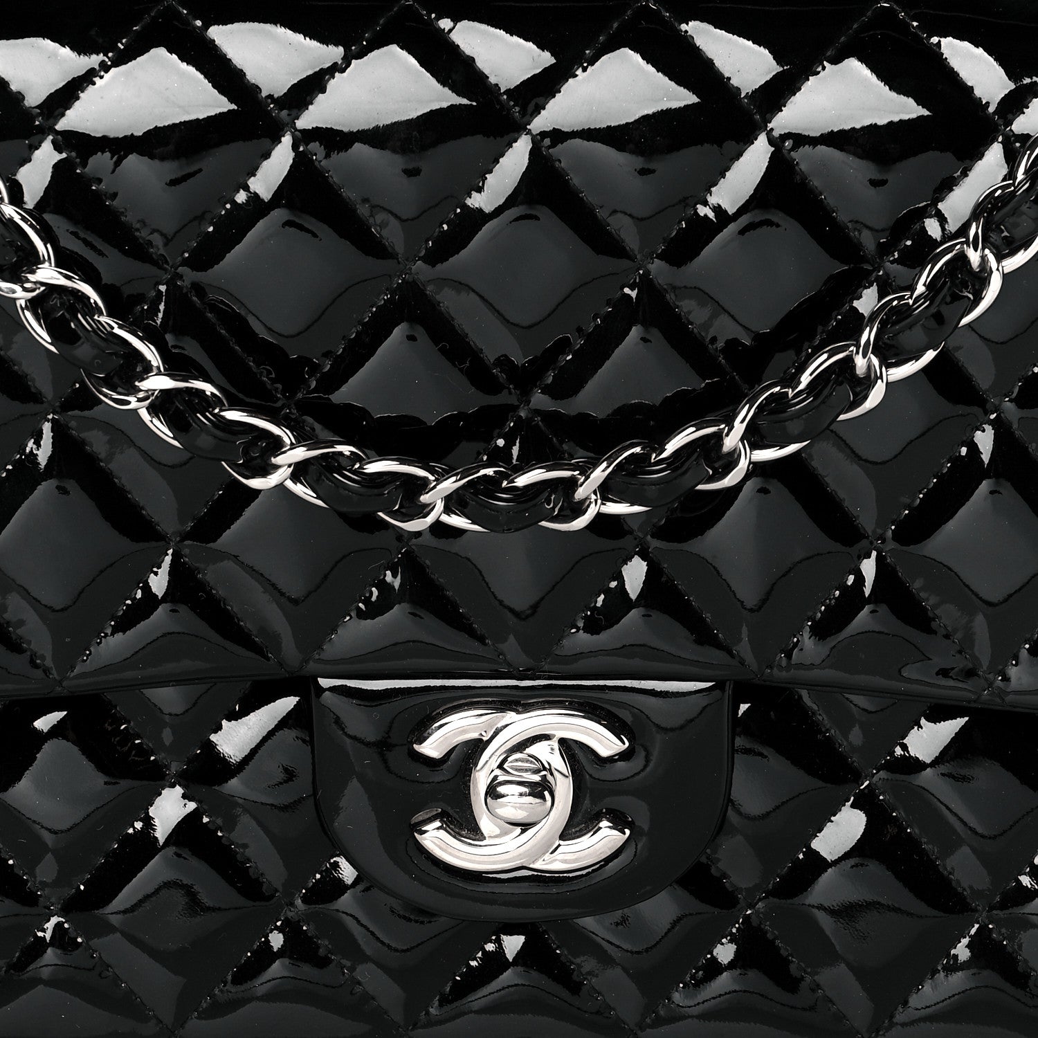 Chanel Patent Quilted Medium Double Flap Black 7 of 9