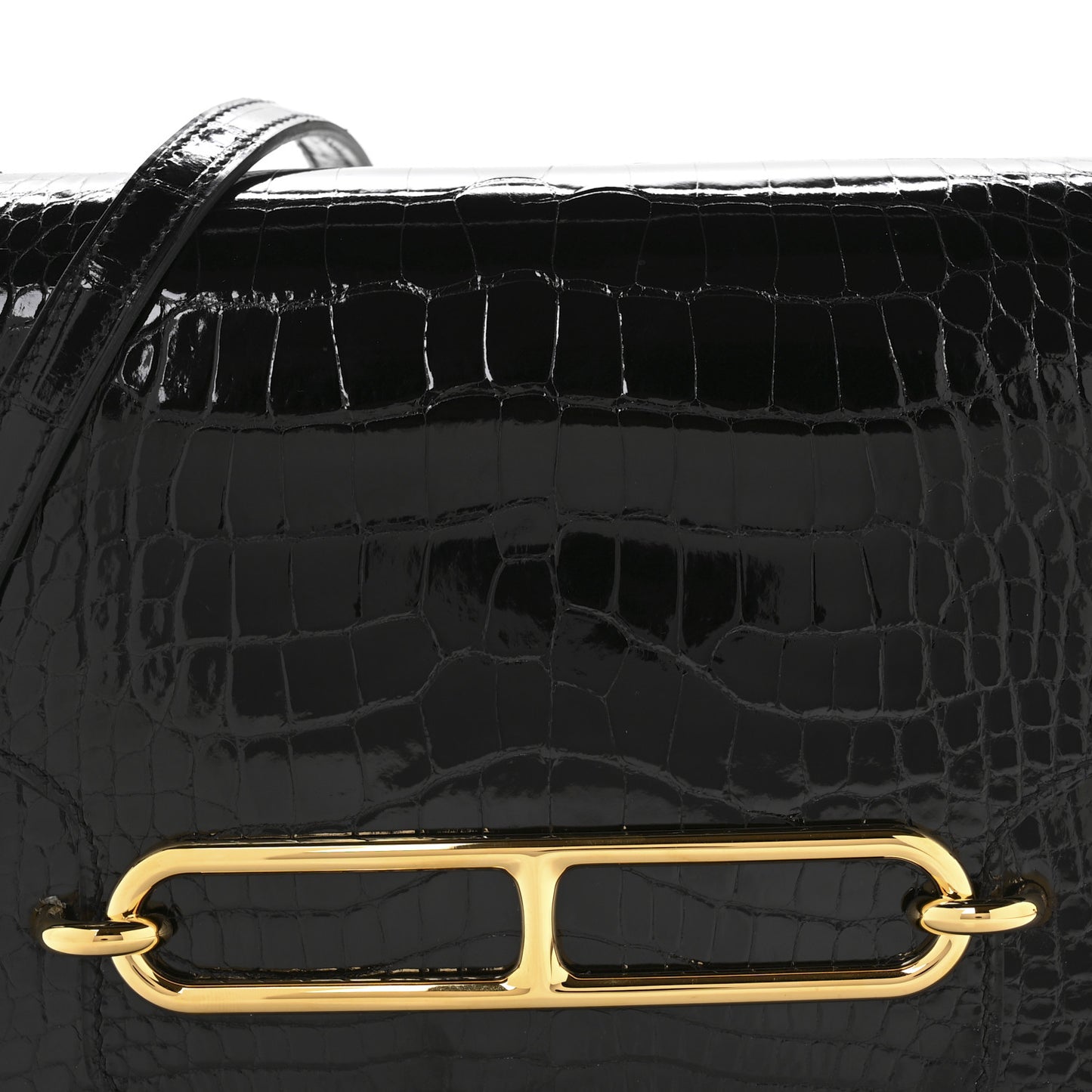 Shiny Alligator Mini Sac Roulis Black