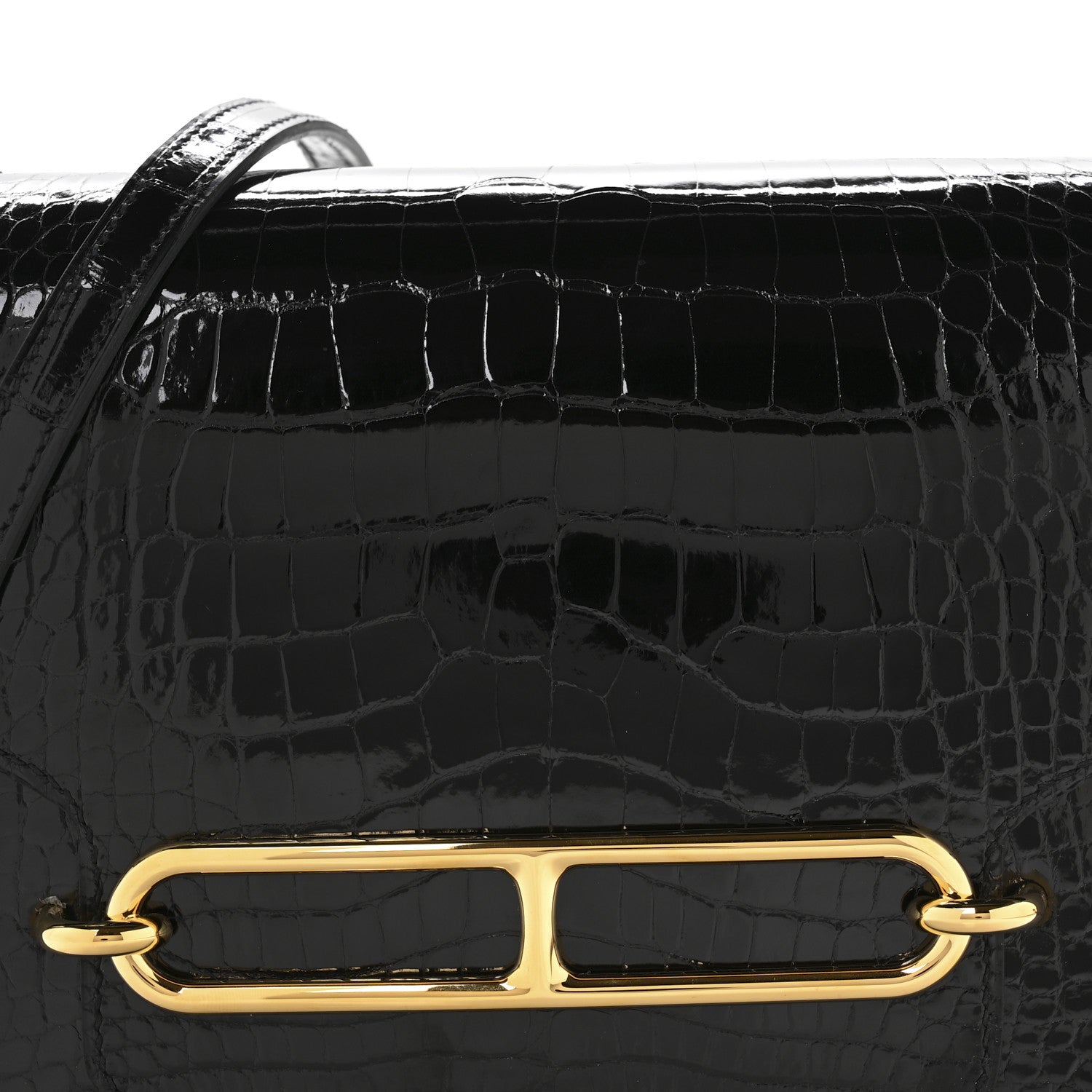 Hermes Shiny Alligator Mini Sac Roulis Black 7 of 10