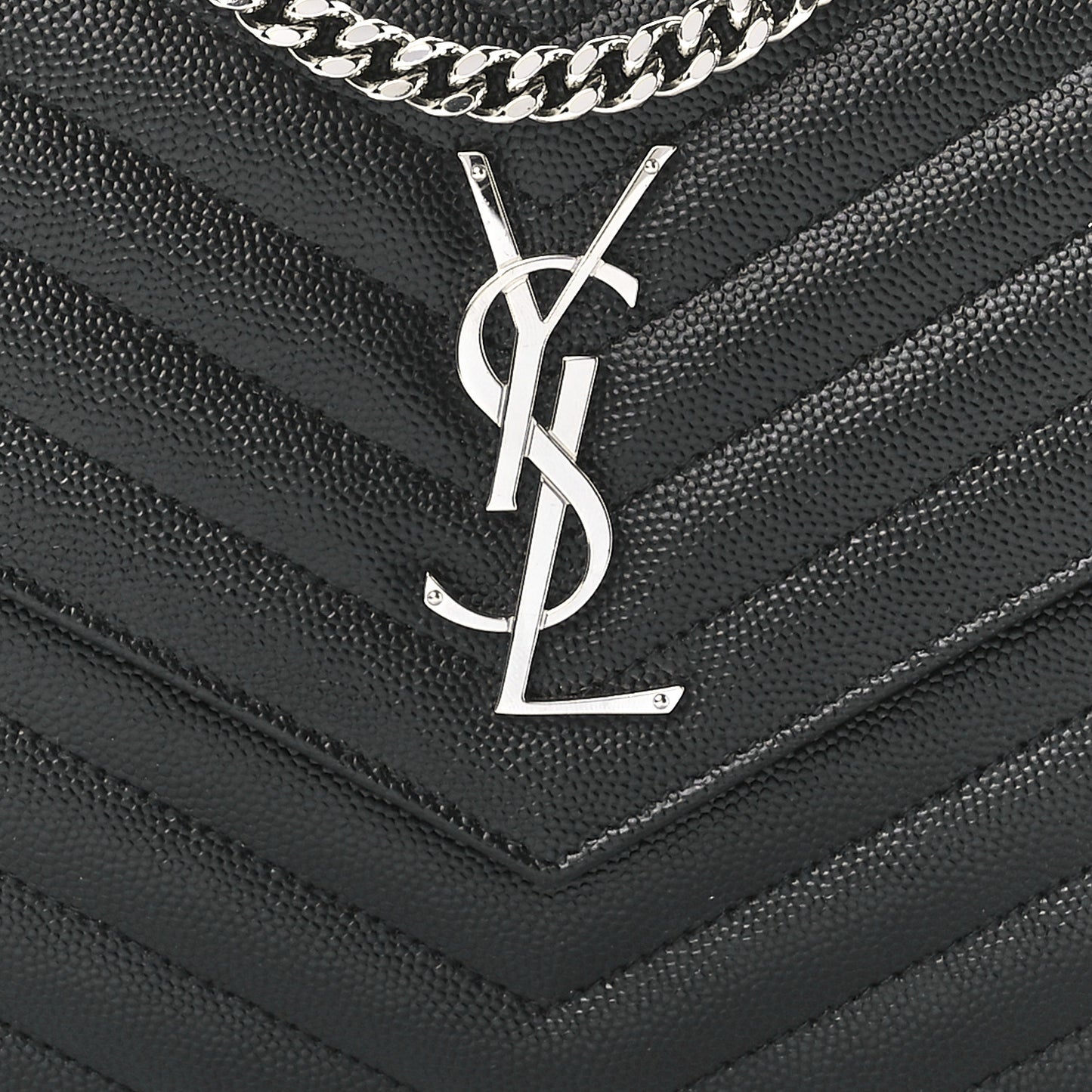 Grain De Poudre Matelasse Chevron Monogram Chain Wallet Black