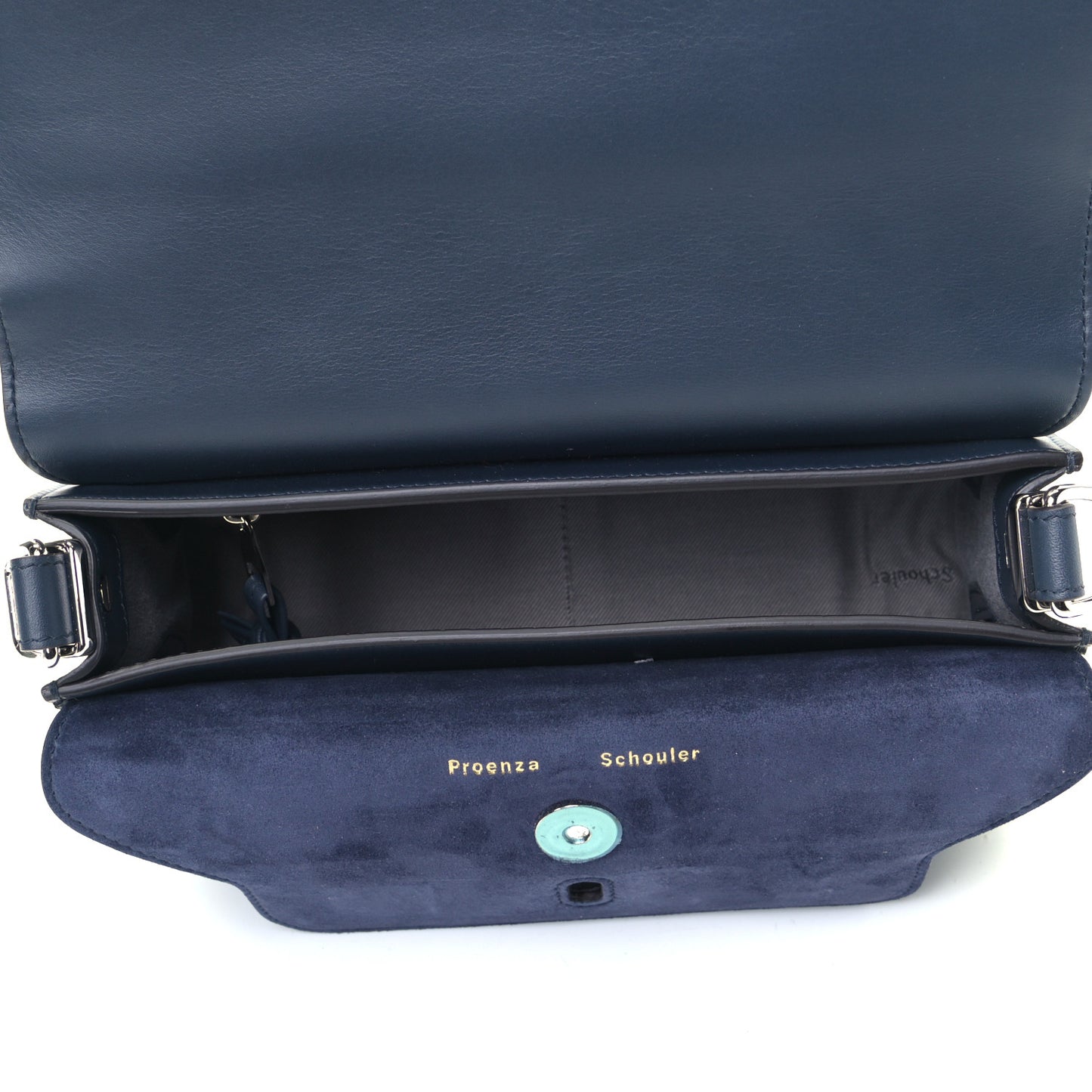 Suede Calfskin Mini PS11 Classic Shoulder Bag Dark Navy