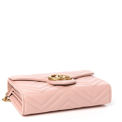 Gucci Calfskin Matelasse GG Marmont Chain Wallet Perfect Pink 6 of 18