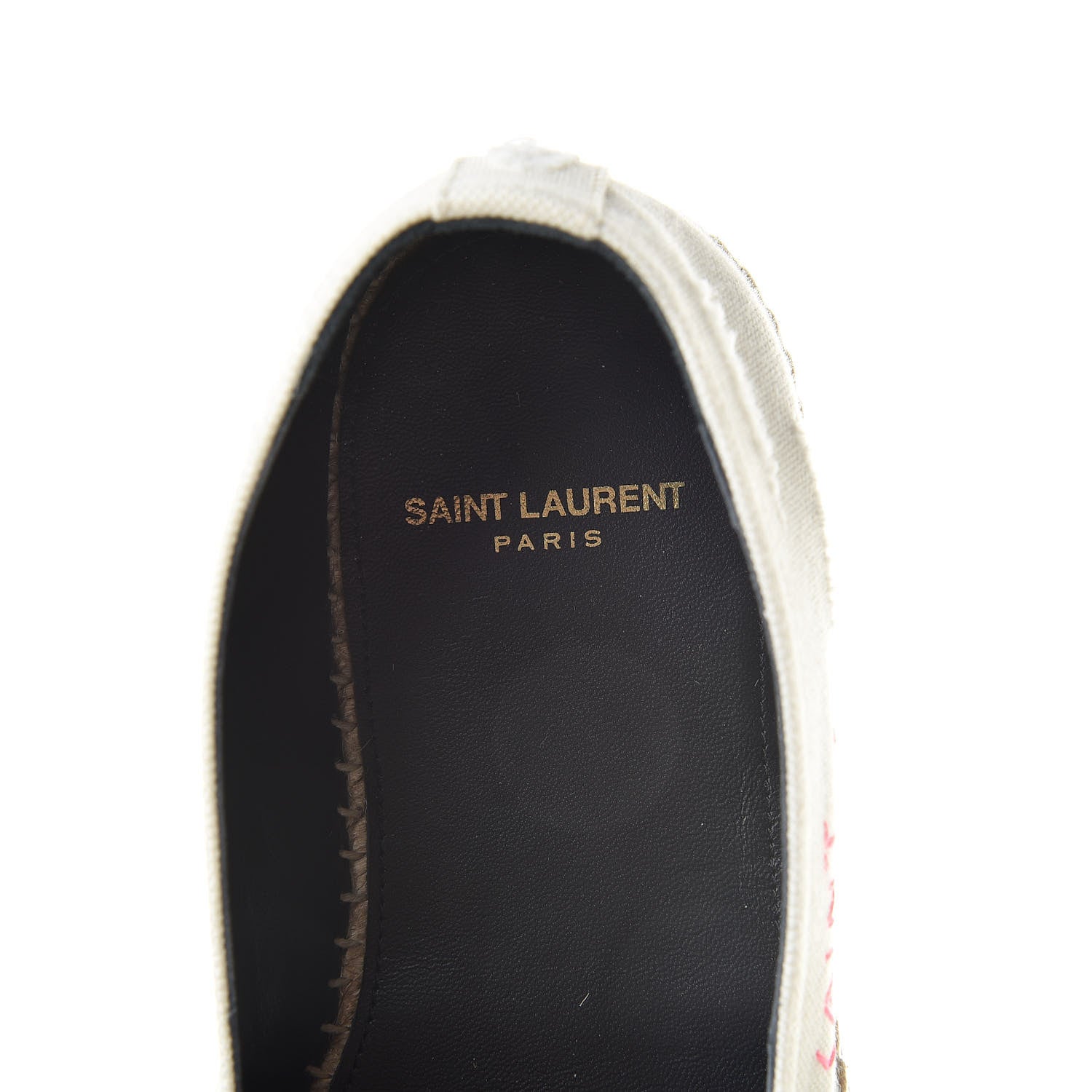 Saint Laurent Canvas Elba Logo Embroidered Espadrilles 39.5 Panna 7 of 8