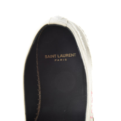 Saint Laurent Canvas Elba Logo Embroidered Espadrilles 39.5 Panna 7 of 8