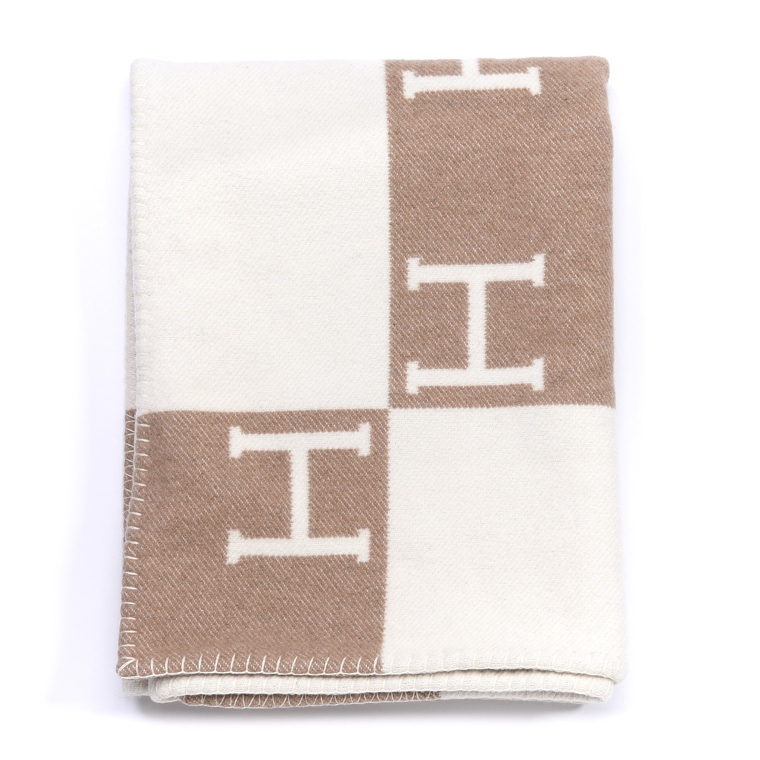 Hermes Wool Cashmere Avalon Baby Blanket Noisette Moyen White 2 of 6