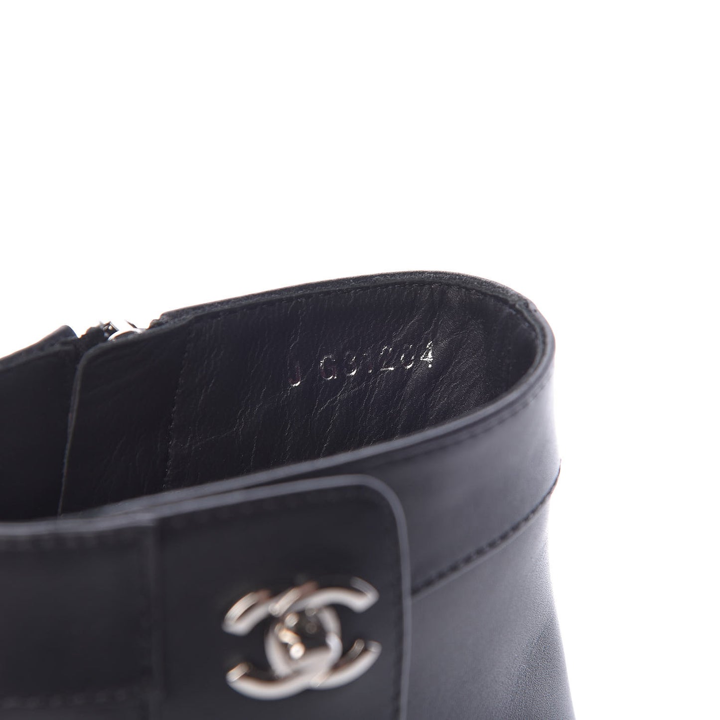 Calfskin CC Turnlock Ankle Boots 36.5 Black