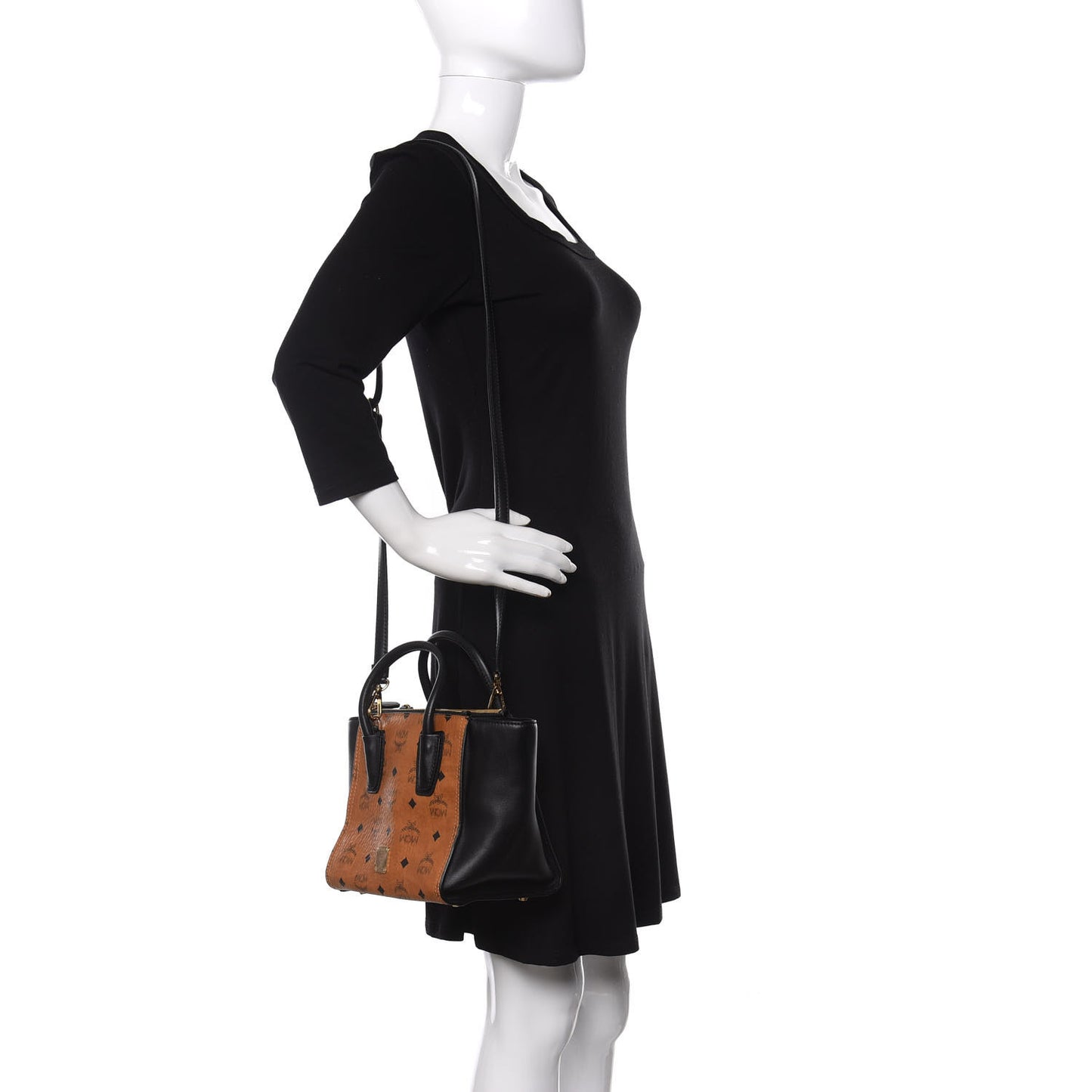 Visetos Small Kathy Double Zip Tote Cognac Black