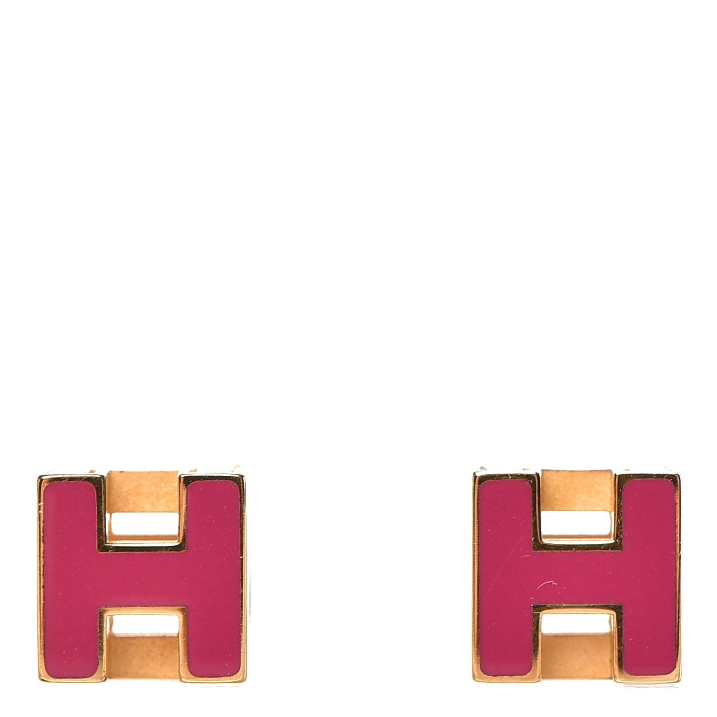 Gold Lacquered Cage d'H Earrings Framboise