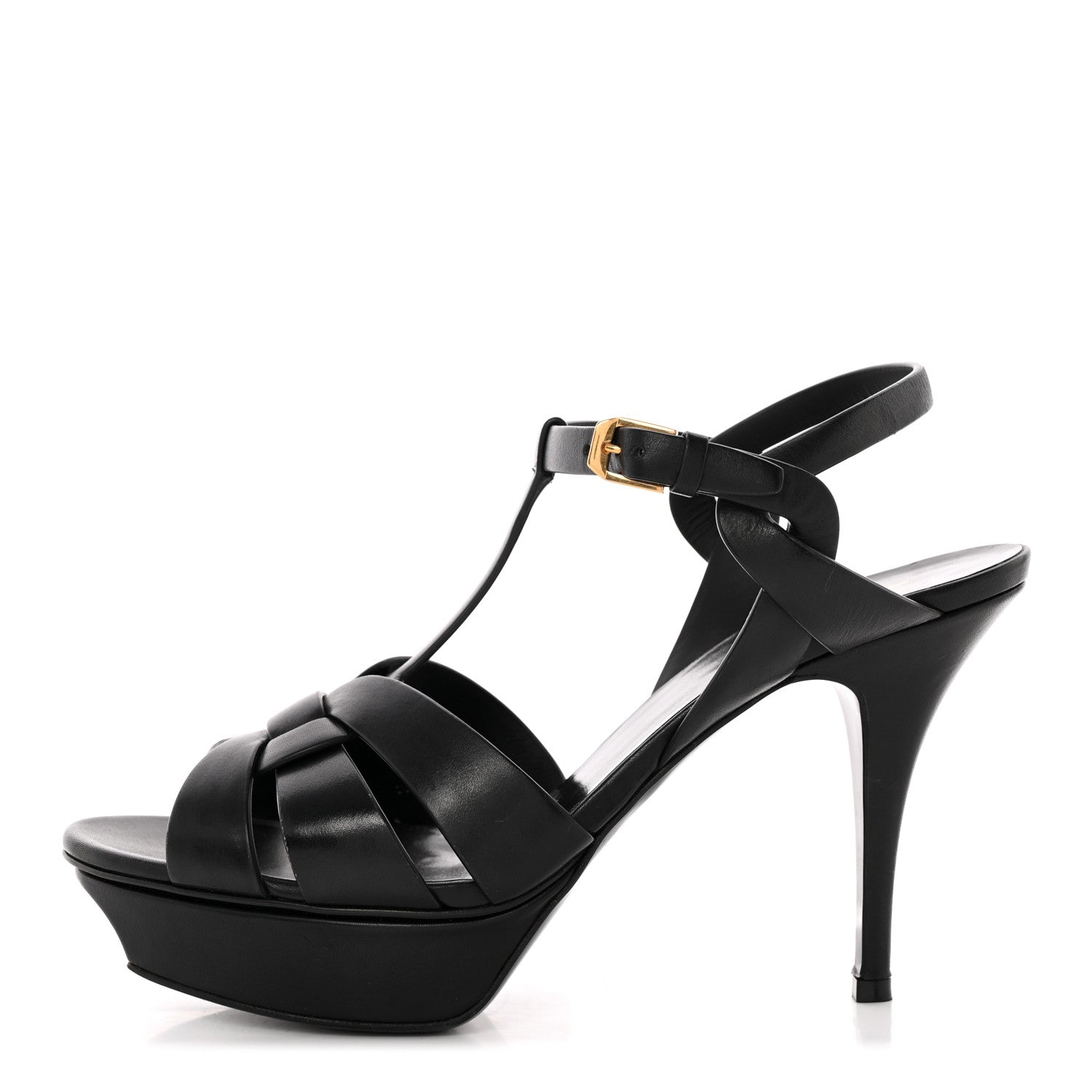 Saint Laurent Calfskin Tribute 75 Platform Sandals 40 Black 1 of 14