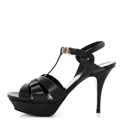 Saint Laurent Calfskin Tribute 75 Platform Sandals 40 Black 1 of 14
