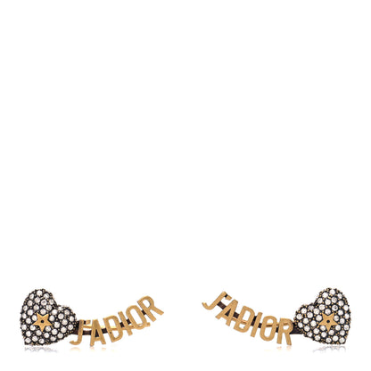 Christian Dior Metal Crystal J'Adior Heart Earrings Aged Gold 1 of 4