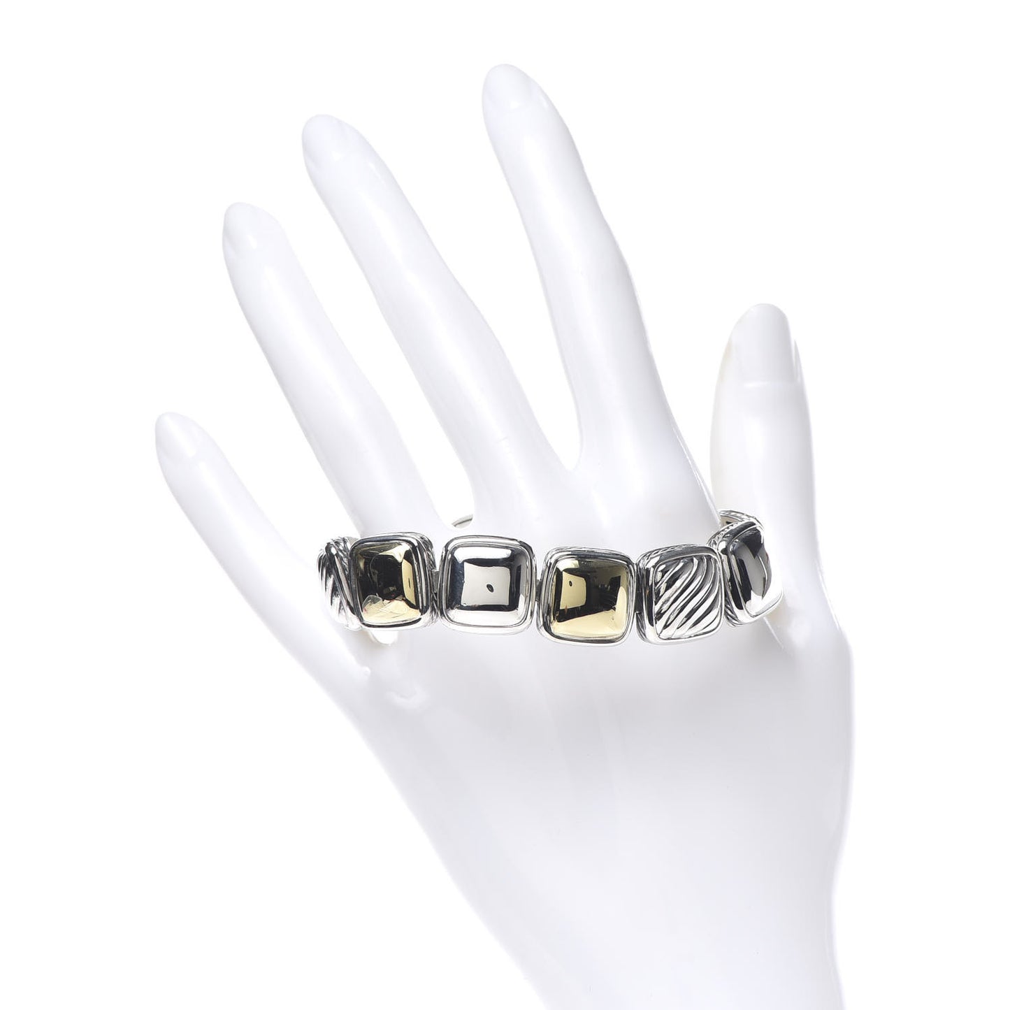 Sterling Silver 18K Yellow Gold Chiclet One Row Bracelet
