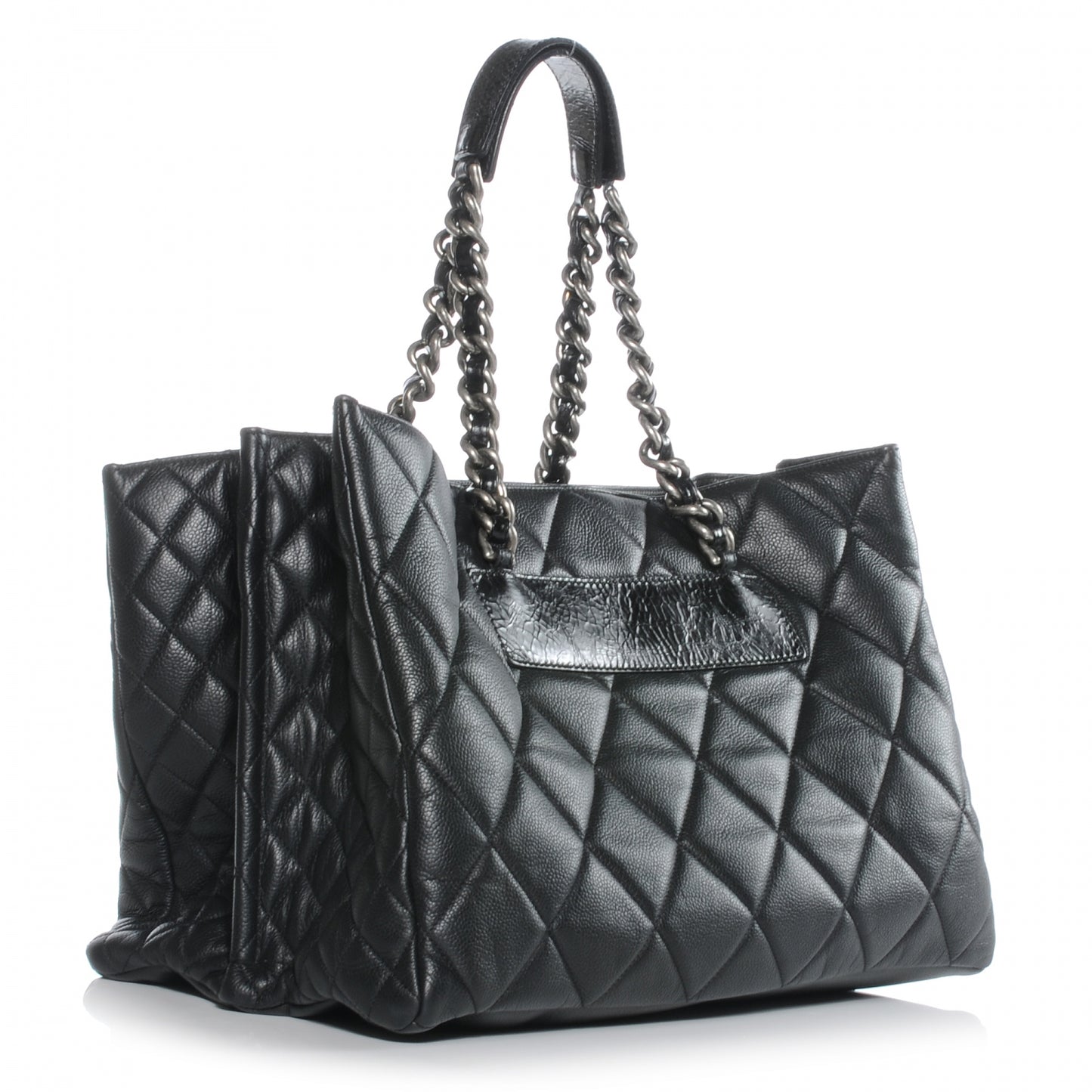 Caviar Quilted Coco Casual Tote Black