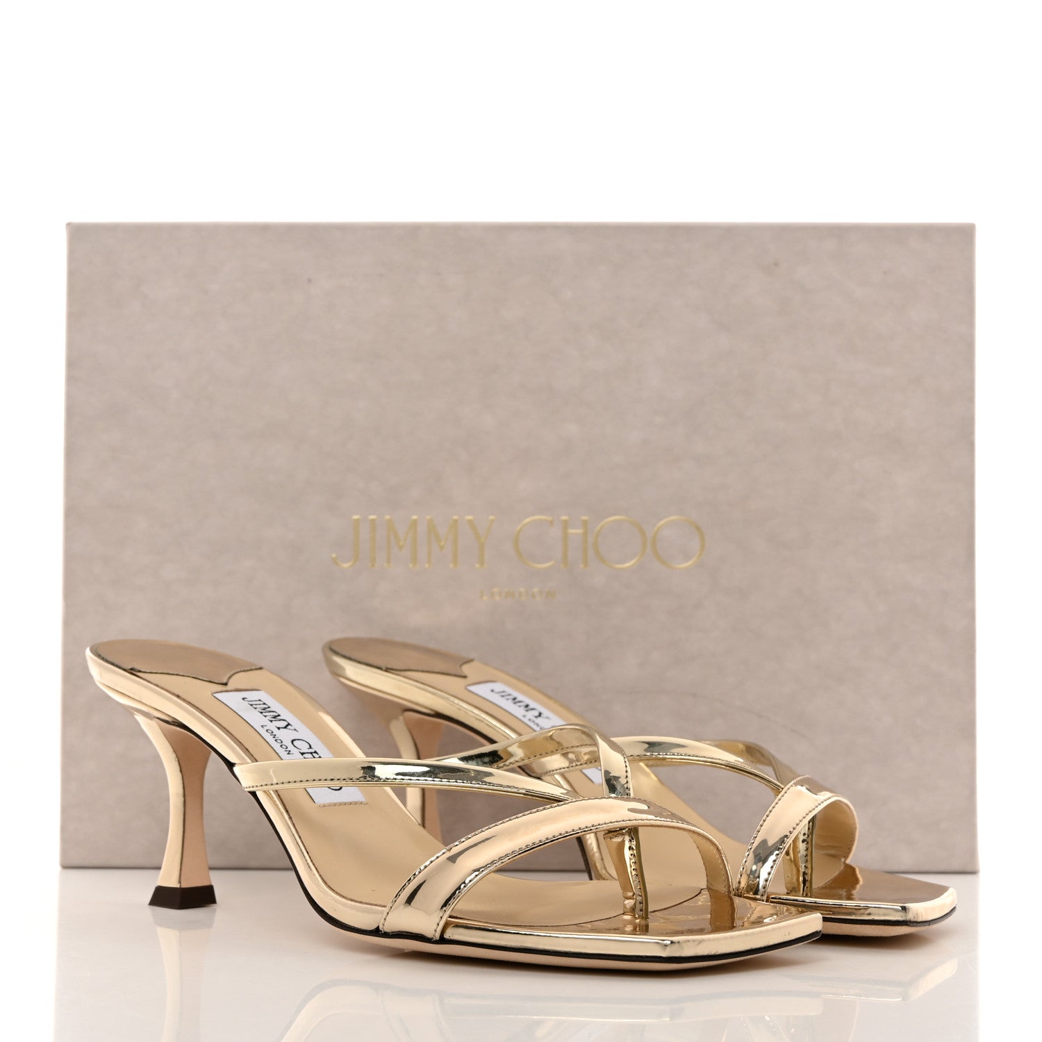 Jimmy Choo Metallic Maelie 70 Sandals 37.5 Gold 8 of 8