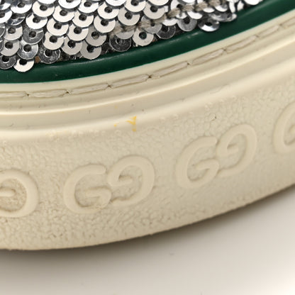 Gucci Sequin Web Matelasse Womens 1977 Tennis High Top Sneakers 37.5 Silver Light Grey 8 of 8