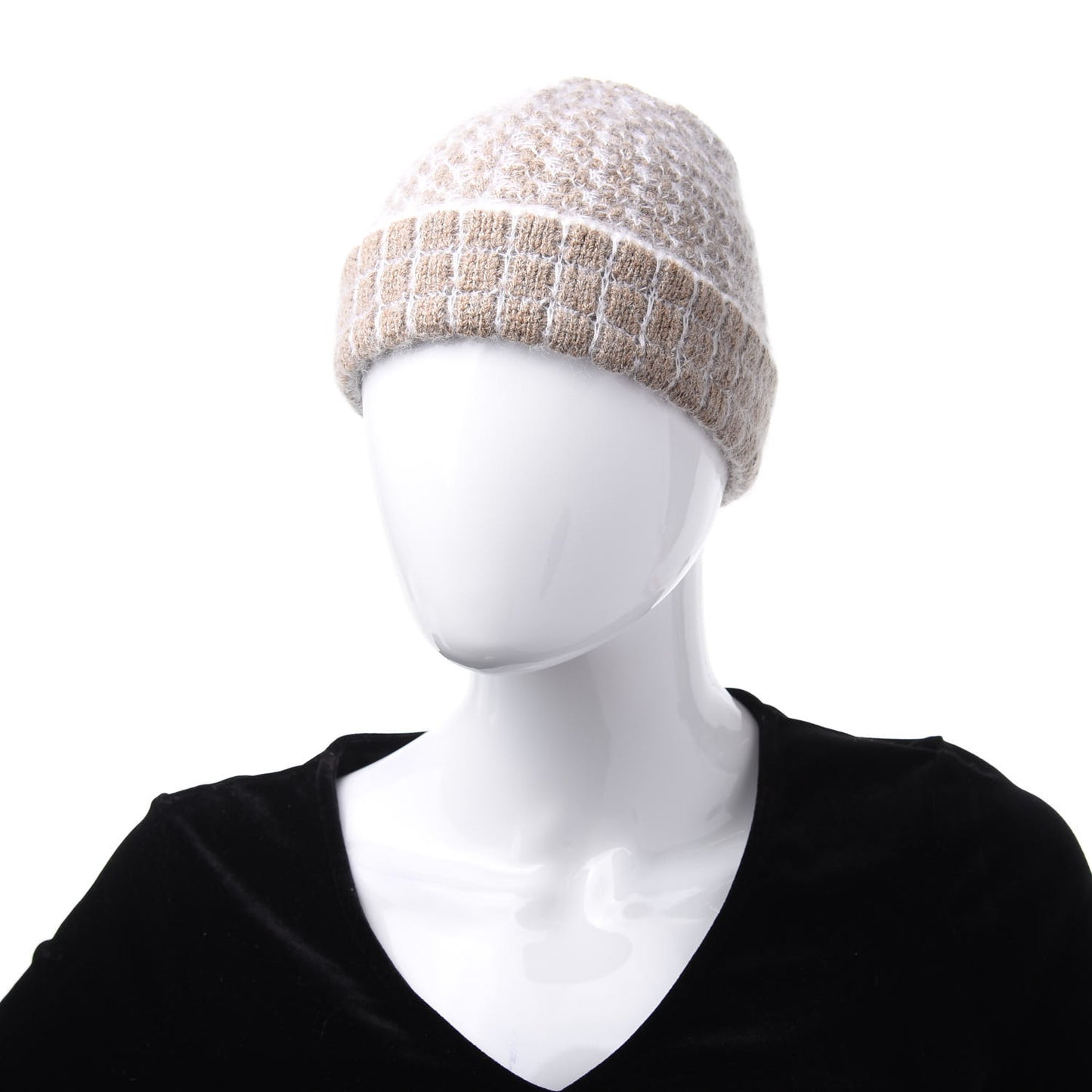 Wool Safety Pin Beanie Beige