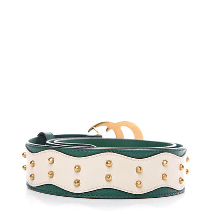 Gucci Calfskin Studded Marmont Belt 85 34 Emerald White 2 of 6