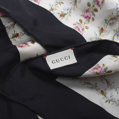 Gucci Silk Twill Gucci Rose Series Square Scarf Ivory Black 4 of 4