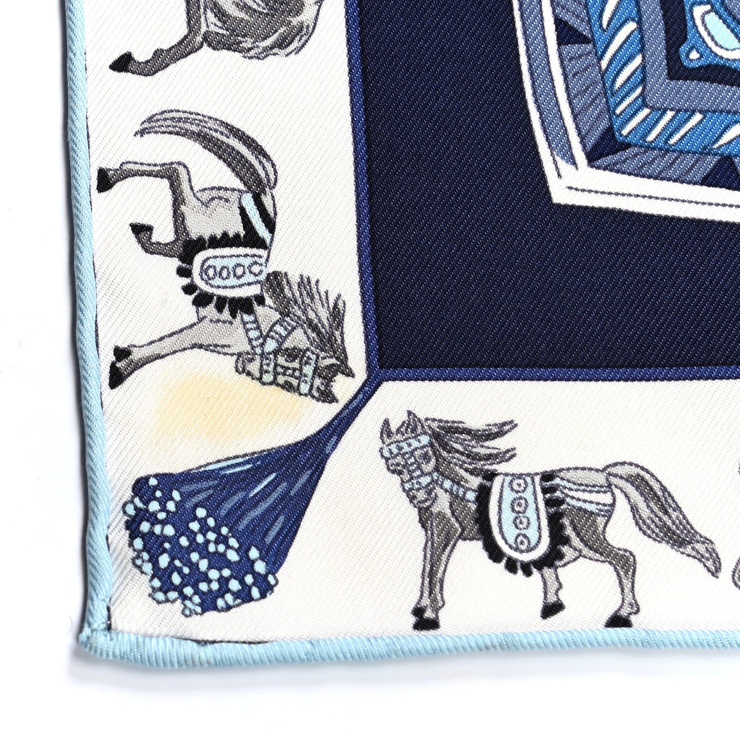 Silk Le Jardin De La Maharani Scarf 90 Marine Ciel White