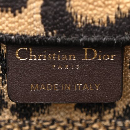 Christian Dior Canvas Mizza Embroidered Small Leopard Book Tote Beige 6 of 14