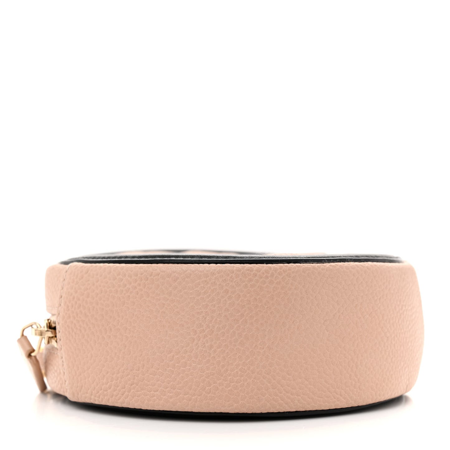 Caviar Quilted Round Filigree Crossbody Beige Black