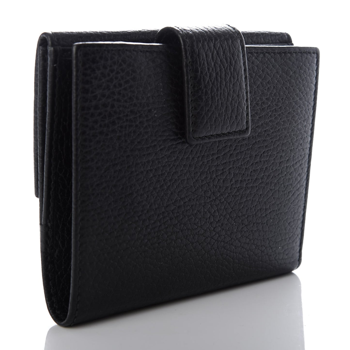 Dollar Calfskin Double G French Flap Wallet Black
