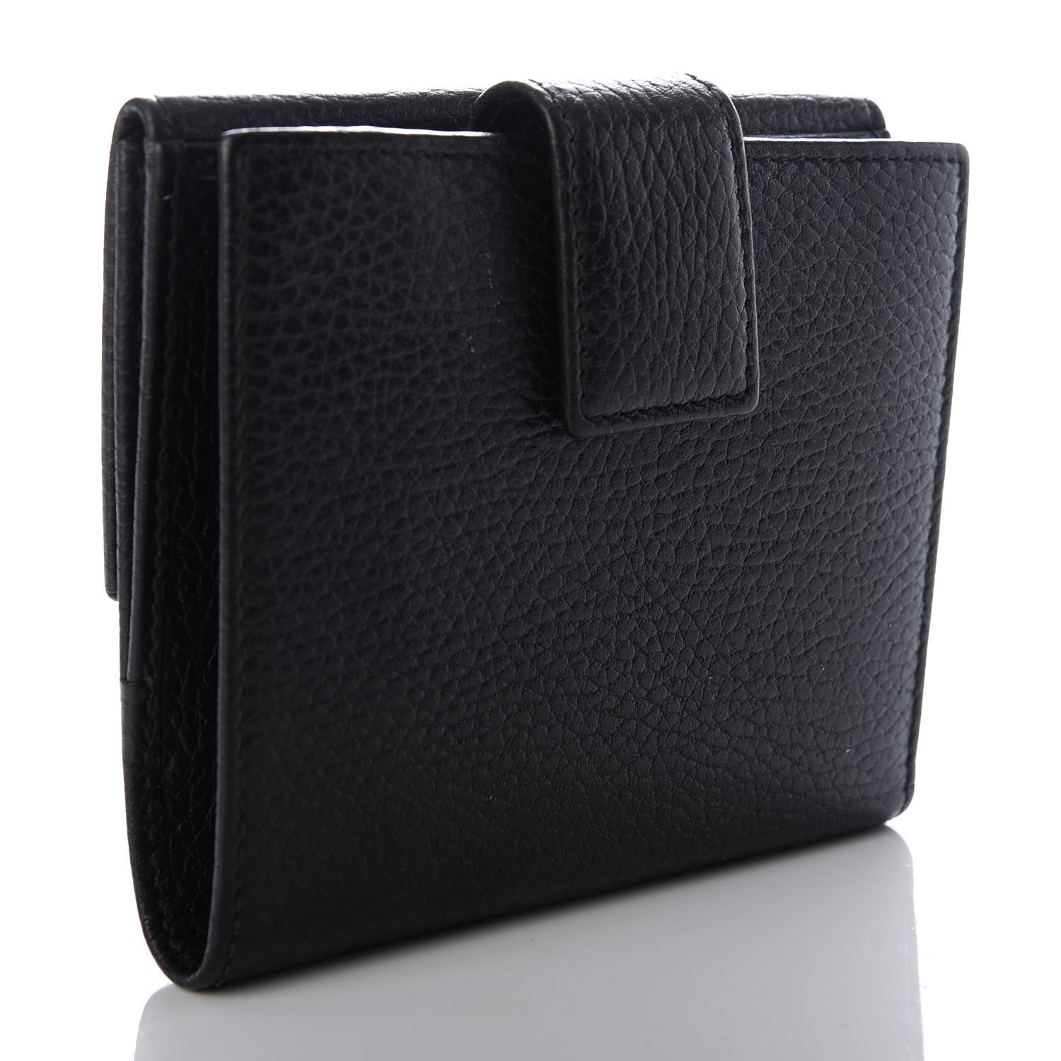 Gucci Dollar Calfskin Double G French Flap Wallet Black 3 of 7