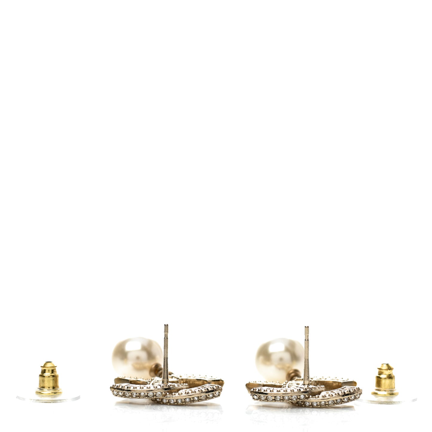 Crystal Pearl CC Drop Earrings Gold