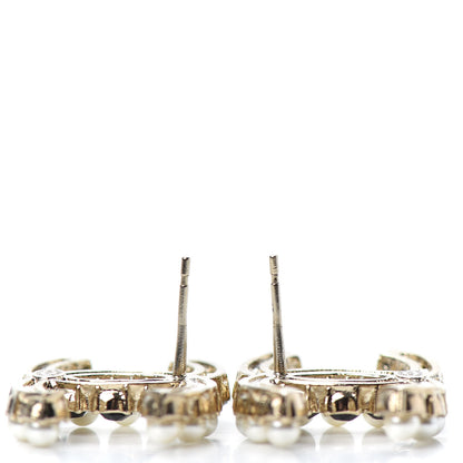 Chanel Resin Pearl CC Dazzling Domino Earrings Gold Black 3 of 4