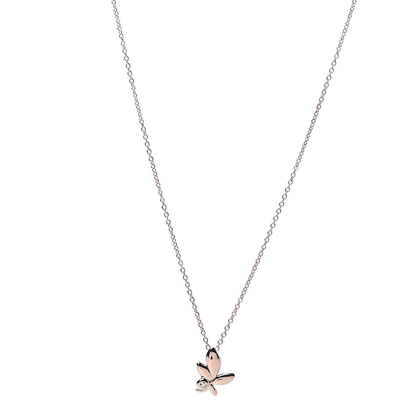 18K Rose Gold Diamond Paloma Picasso Olive Leaf Pendant Necklace