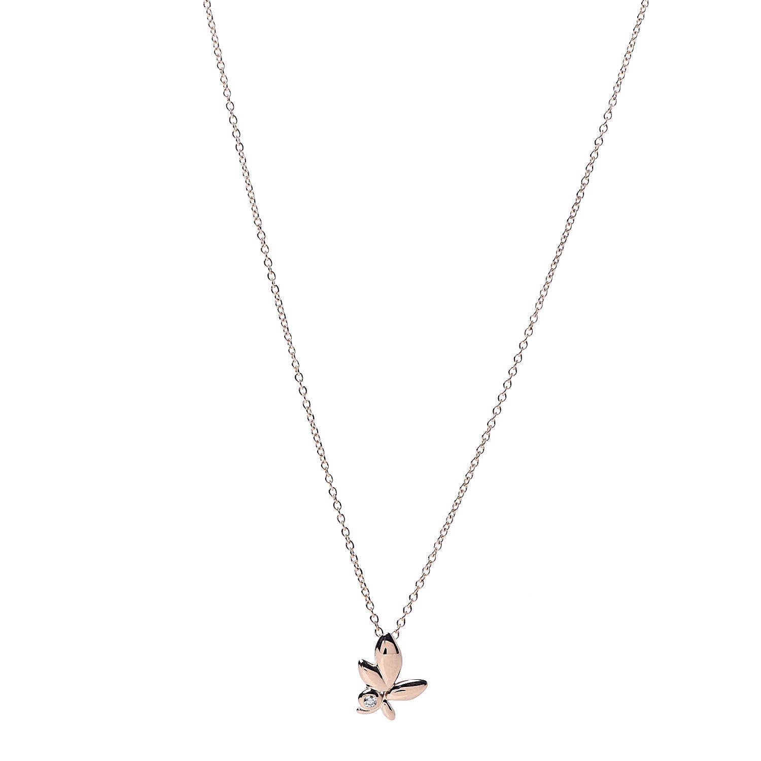 Tiffany 18K Rose Gold Diamond Paloma Picasso Olive Leaf Pendant Necklace 1 of 6