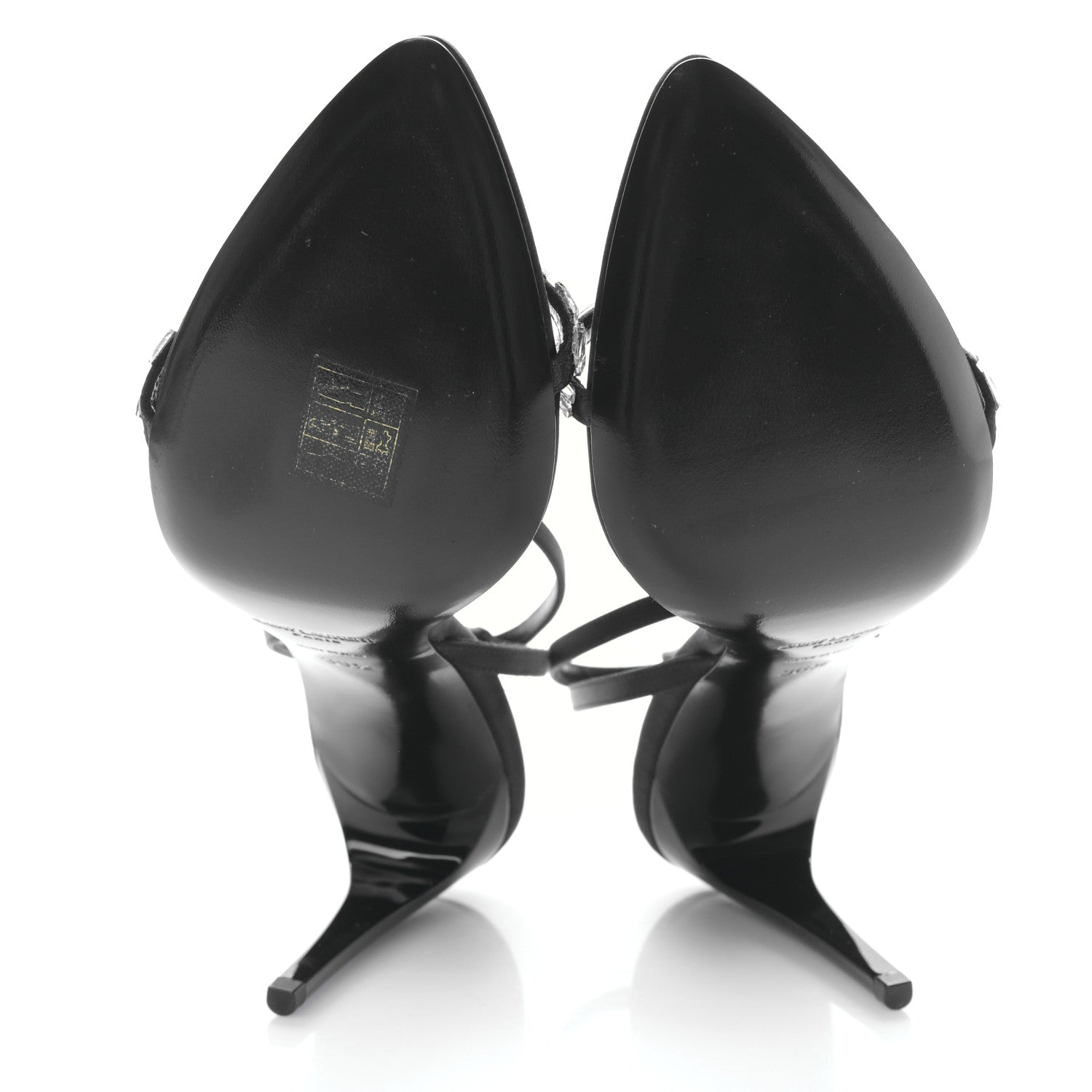 Saint Laurent Silk Embellished Sandals 36.5 Black 6 of 7
