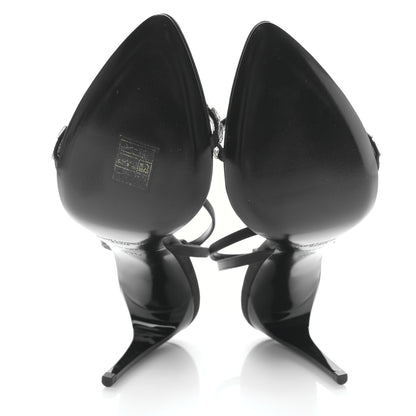 Saint Laurent Silk Embellished Sandals 36.5 Black 6 of 7