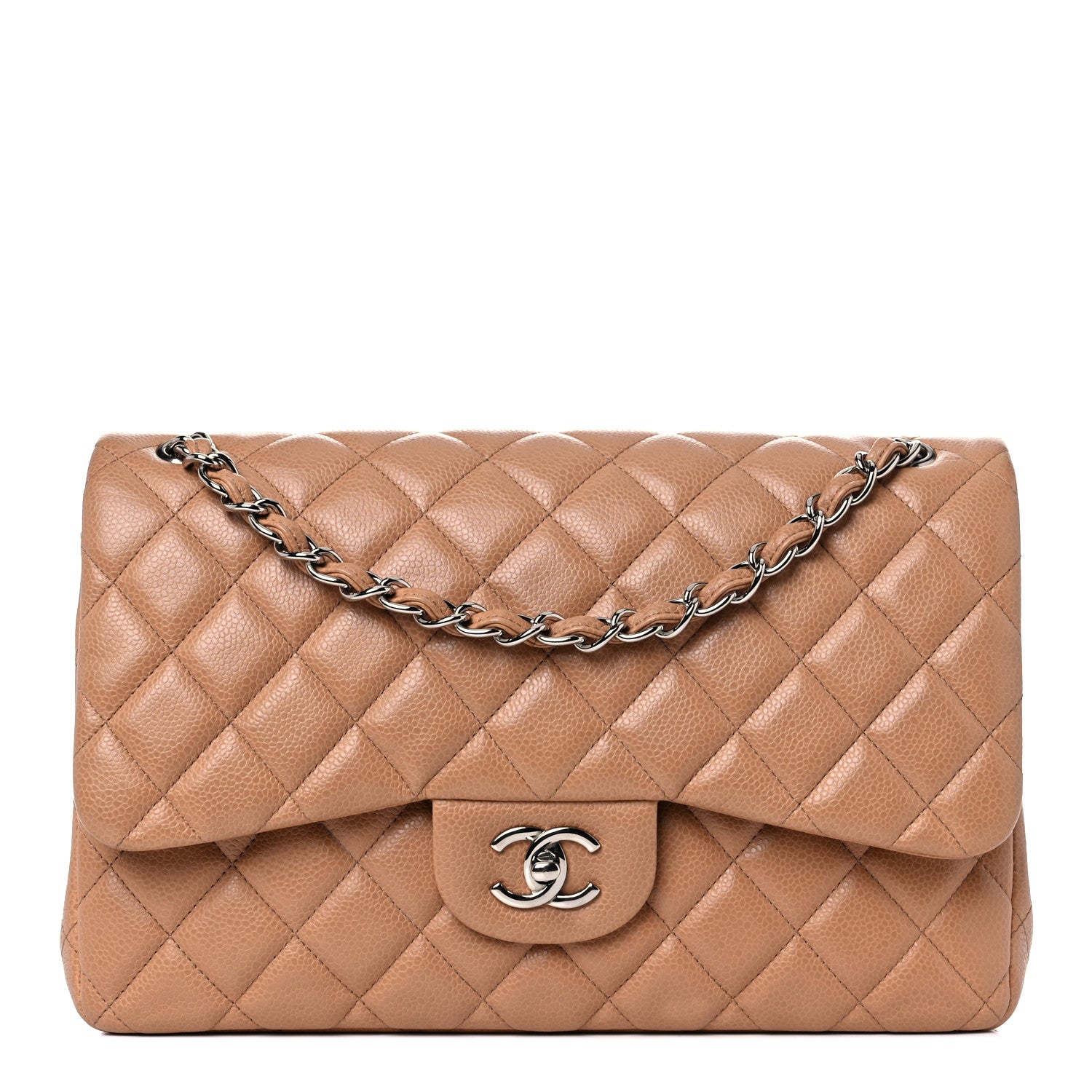 Chanel Caviar Quilted Jumbo Double Flap Light Brown 1 of 17