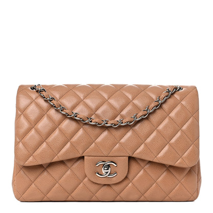 Chanel Caviar Quilted Jumbo Double Flap Light Brown 1 of 17