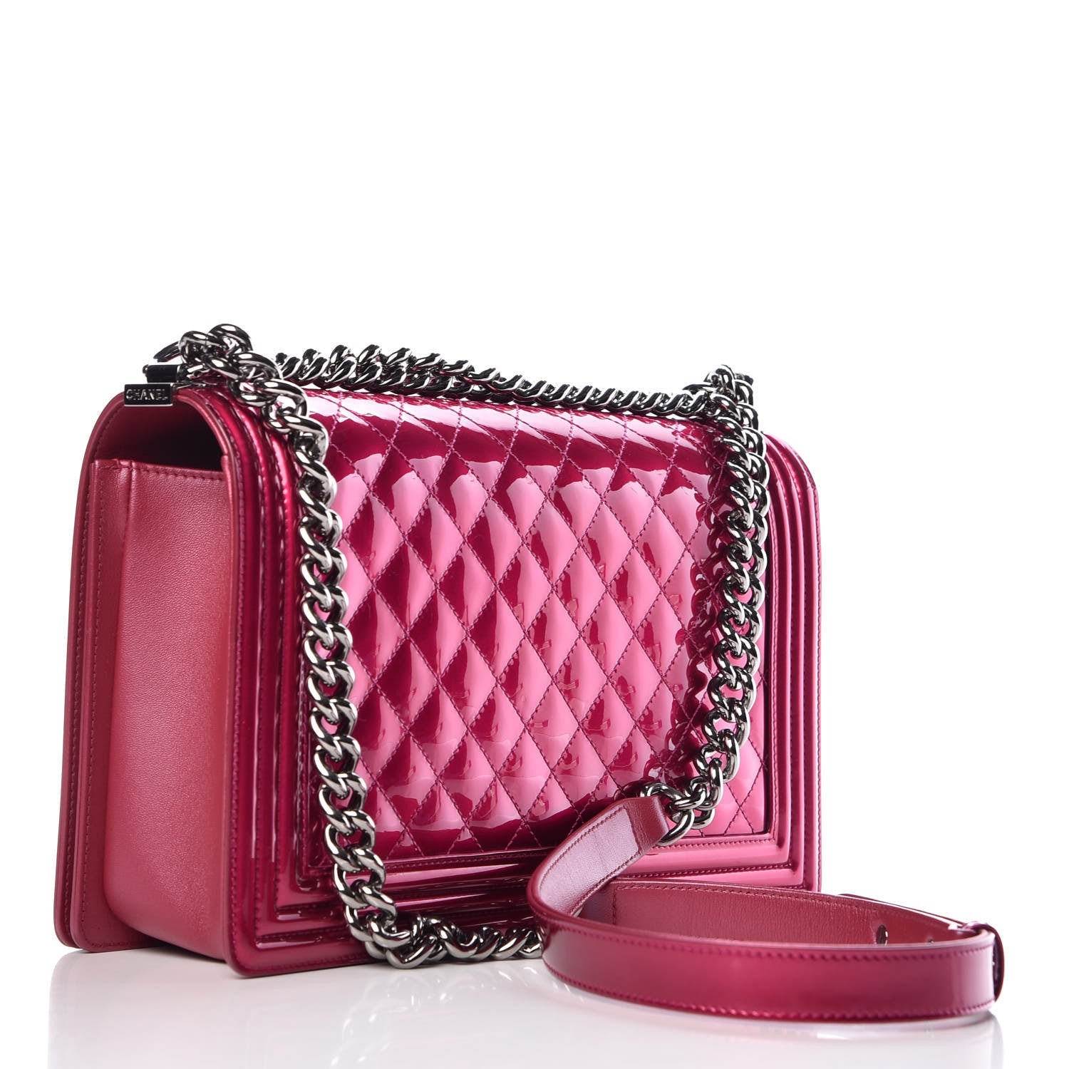 Chanel Metallic Patent Calfskin New Medium Boy Flap Pink 3 of 11