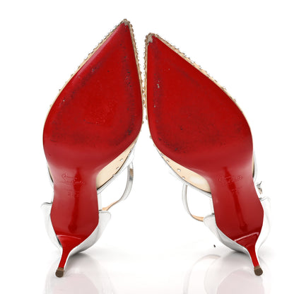 Christian Louboutin Dentelle Jacquard Strass Twistissima 85 Pumps 37.5 Silver 5 of 7