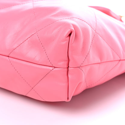 Chanel Shiny Calfskin Quilted Chanel 22 Drawstring Bag Coral Pink 10 of 12
