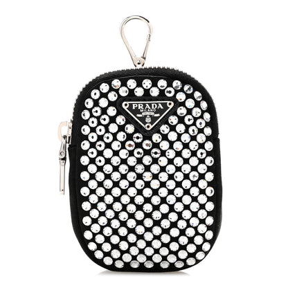 Prada Satin Crystal Pocket Triangle Padded Mini Key Chain Pouch Cristal 1 of 7