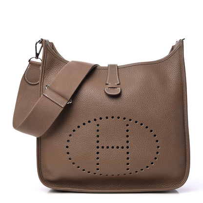 Hermes Taurillon Clemence Evelyne III GM Etoupe 1 of 8
