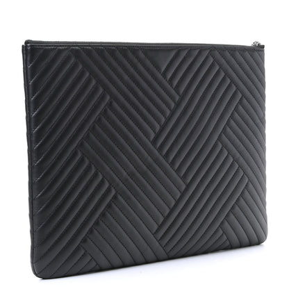 Chanel Lambskin Quilted Large Crossing Cosmetic Case Black 2 of 5
