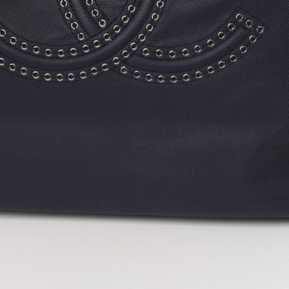 Chanel Grained Calfskin Large Coco Eyelets Shopping Tote Navy 13 of 16